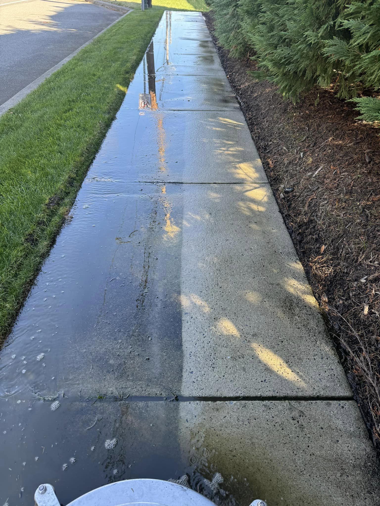 before and after sidewalk pressure wash