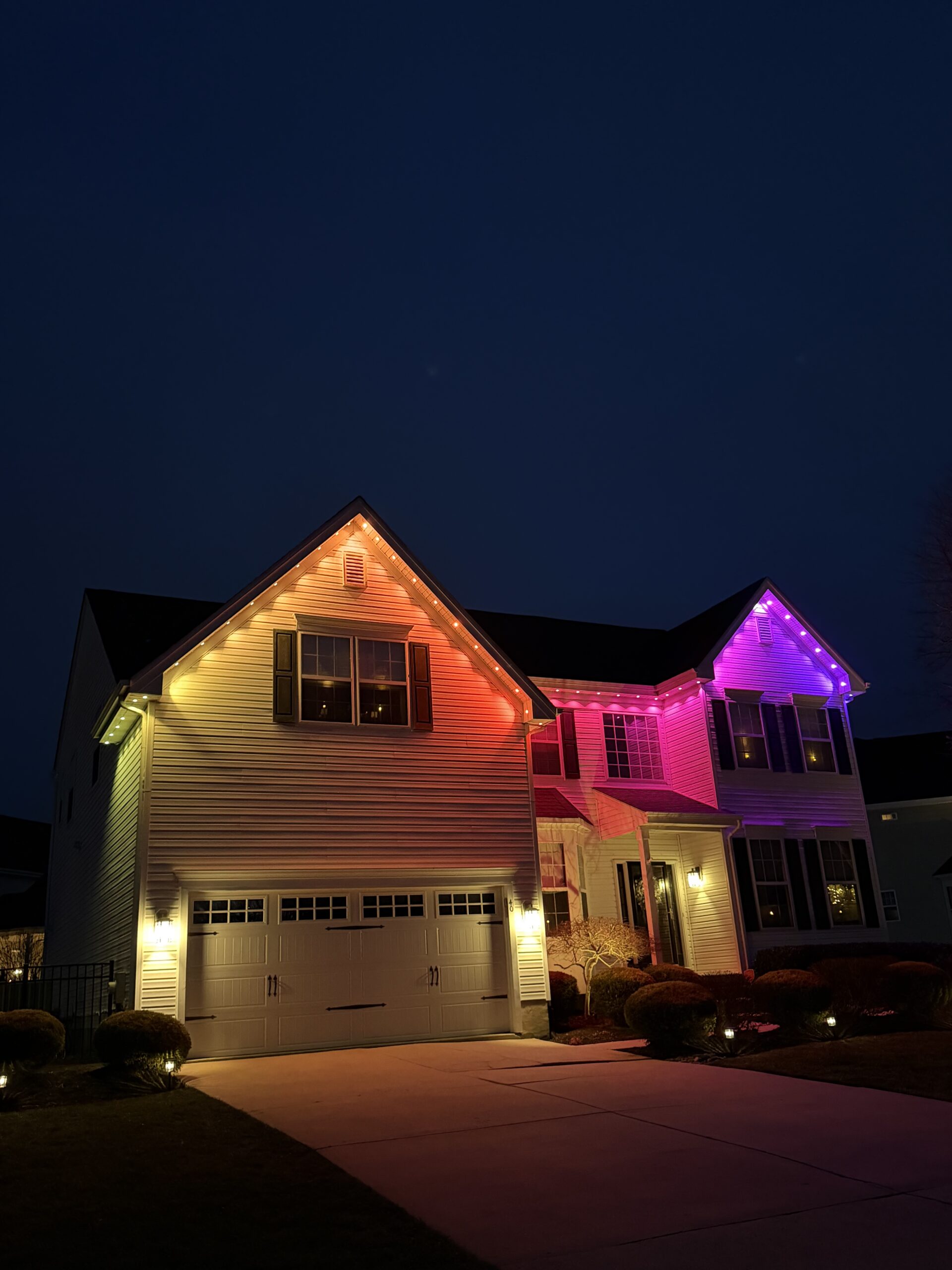 multicolor outdoor lights installed in EHT